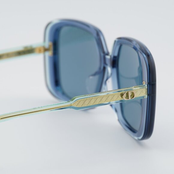 Dior DIORHIGHLIGHT S3F 30B0 Sunglasses Shiny Blue Square Frame, Blue Grey Lenses